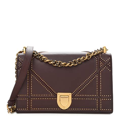 dior diorama bag in red studded|CHRISTIAN DIOR Calfskin Studded Medium Diorama Flap Bag .